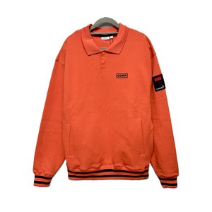 코오롱 골든베어 골프 남성 뉴 그래픽 자수 칼라넥 스웻셔츠 오렌지 서트라이프 포인트 긴팔 피케 티셔츠
