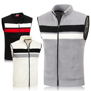 제로골프 남성 앞면 배색 스판 풀집업 니트조끼_M2-0B017