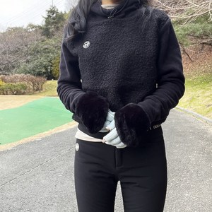 투솜 여성골프티셔츠 넥 스트링 양털 PG 여자겨울 골프니트 웨어 보온 기모 방한 빅사이즈