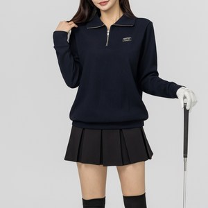 베러투데이 여성 골프웨어 상의 솔리드 사카리바 반집업 긴팔 티셔츠