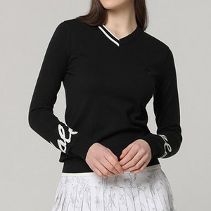 (여성)소매로고 포인트 V넥 스웨터_HD1WSW001