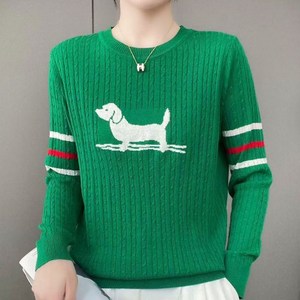 여성 케이블 고급 니트 부드러운 꽈배기 라운드넥 여성 골프니트  55~77 긴팔티 겨울 골프룩 이너