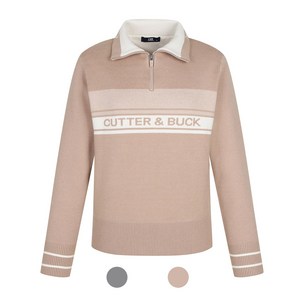 커터앤벅 24FW 여성 로고 자카드 방풍 반집업 골프니트 CBFSW44809