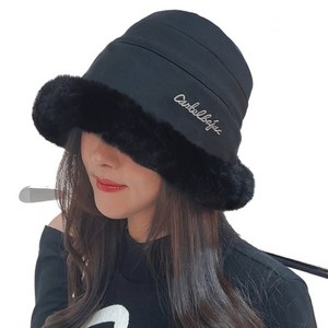 까스텔바작 여성 방한 귀덮는 버킷햇 페이크 퍼 벙거지 모자 CW801, CWC801 블랙, 1개