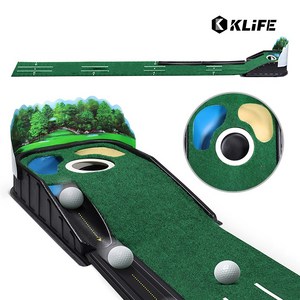 KLIFE 골프 퍼팅연습기 무소음 자동리턴 실내 연습 매트 스윙 퍼팅매트 볼가림막