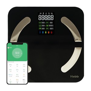 하비비 프리미엄 스마트 블루투스 체지방 인바디 디지털 체중계, black, 1개, CTR-BFS565