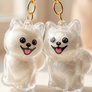 와니니 강아지털 보관 키링 고리, 2개, 포메