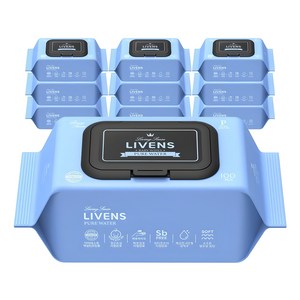 리벤스 퓨어워터 아기물티슈 엠보싱 캡형, 50g, 100매, 10개
