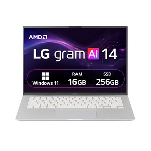 LG전자 2026 그램 AI 14 라이젠 AI 400 시리즈 방문설치, 실버, 256GB, 16GB, WIN11 Home, 14Z95U-GS5CK