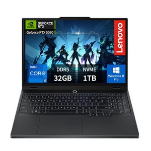 레노버 LEGION 5 15IRX10 Intel i7 13650HX RTX5060 SE 가성비 게이밍노트북 윈도우 포함, 15IRX10, WIN11 Pro, 32GB, 1TB, 블랙