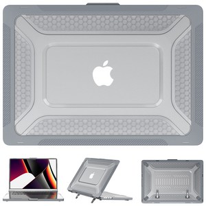 MacBook Pro 16인치 M1/M2/M3/M4/M5 호환 케이스 (A2485/A2780/A2991/A3403/A3428) 견고한 방폴 케이스 + 스탠드 기능, 1개, 그레이