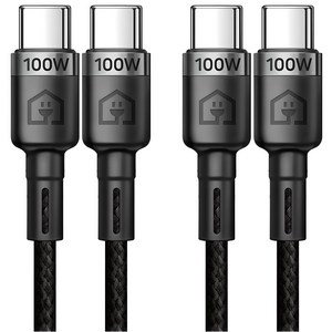 홈플래닛 E-Marker IC 칩셋 C to C PD 100W 초고속충전 케이블, 2m, 블랙, 2개