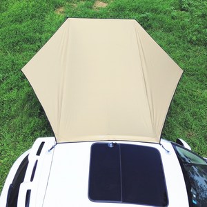 Fowod 자동차 그늘막 캠핑카 꼬리장 천막 옆장 텐트 방수 코팅 야외 선쉐이드 신속설치 여행용 텐트, 샌드 골드(블랙 코팅)