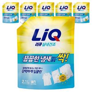 리큐 진한겔 꿉꿉한 냄새 원인물질 싹 일반드럼겸용 프레시 런드리향 액상세제 리필, 2.1L, 6개