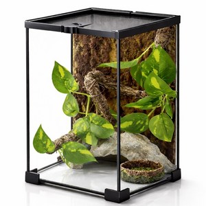 ROYAI ONE 유리 크레스티드 게코 도마뱀 사육장 세트 파충류 테라리움 20x20x30cm, 1개, 투명색세트
