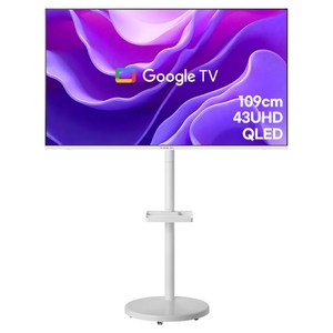 와이드뷰 4K UHD QLED 화이트에디션 스마트 TV + 클래식 삼탠바이미 이동식 TV 세트, 109cm(43인치), QWGE43UT1(TV), EKWBYME3822W(스탠드), 스탠드형, 고객직접설치