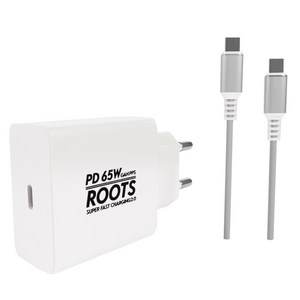 루츠 65W Gan PD PPS C타입 국내생산 초고속 충전기 + C to C 100W 5A E Marker 1.5M 케이블포함