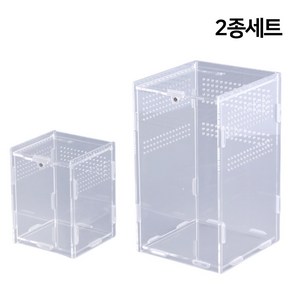 세로형 조립형 아크릴 사육장 2종 세트 곤충 파충류 테라리움 케이지, 2개, 단일