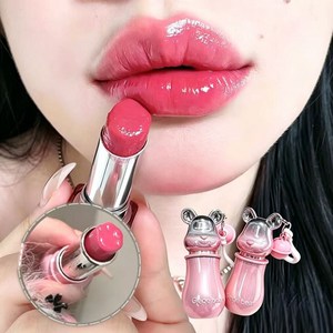 {당일배송}글로우 립스틱 안지워지는 틴트 립글로스 촉촉한 립스틱 플럼핑 립 글로이 밤 베어 글로우 립밤 묻지않고 여성 글로스 립밤 글로스 글로스 롱래스팅 틴트, 구아바 복숭아 계열, 1개