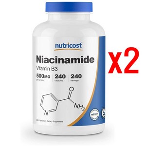 뉴트리코스트 나이아신아마이드 비타민 B3 500mg 캡슐, 240정, 2개