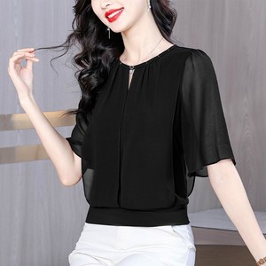 댄스복 상의 여성용 빅사이즈 블라우스 여름 루즈핏 반팔 티셔츠 뉴타임즈+Women's T-shirt